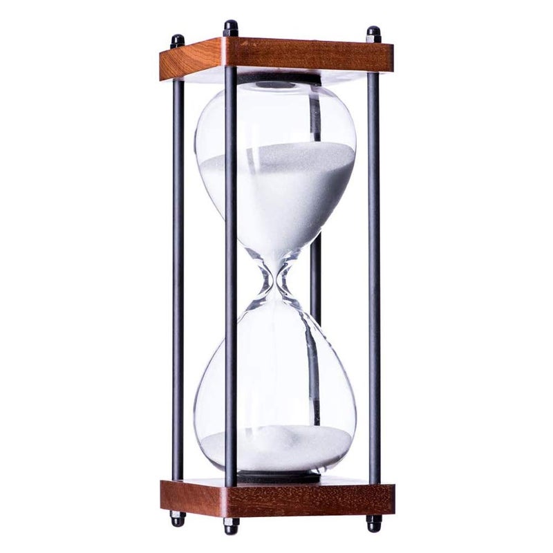 SAMLONG Large Hourglass Timer 30 Minute, Decorative Wooden Sandglass, White - Image 2